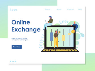 Online exchange website landing page design vector