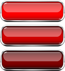 red glass buttons web 3d shiny rectangle icons vector