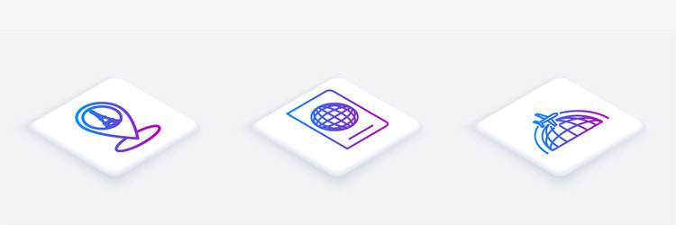 Set isometric line map pointer with eiffel tower vector