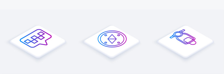 set isometric line map pointer with taxi compass vector image
