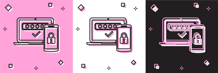 Set multi factor two steps authentication icon vector