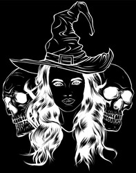 white silhouette of dead witch with two sugar Vector Image