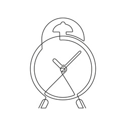 clock alarm outline time on watch one continuous vector image