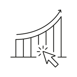 graph with arrow and cursor line icon data vector image
