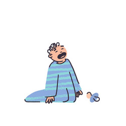 Little boy crying in pajamas flat style vector