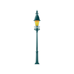 Old street lamp light post isolated pole pillar vector