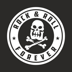 rock and roll forever emblem featuring a skull Vector Image