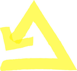 yellow uneven abstract triangle and arrow pointing vector image