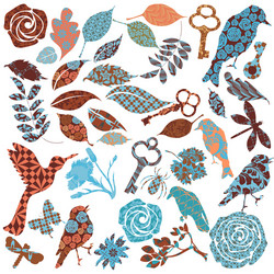 Floral Patch Silhouettes Vector Image