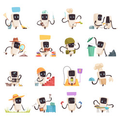 artificial intelligence robots icons set vector image