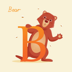 Alphabet b with bear cartoon Royalty Free Vector Image