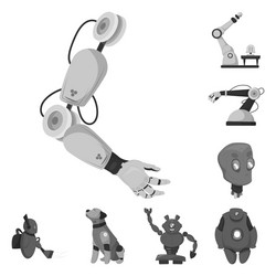 isolated object of robot and factory logo set vector image