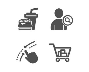 Swipe up find user and hamburger icons internet vector