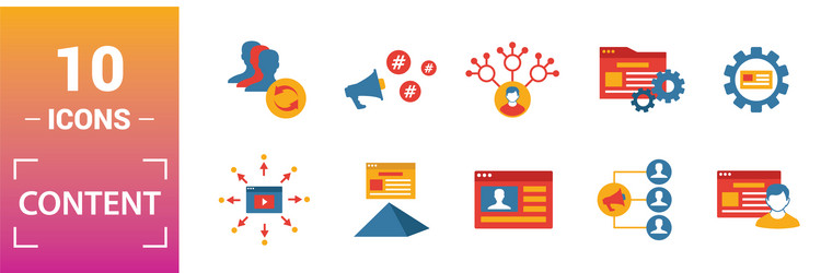 Content icon set include creative elements cms vector