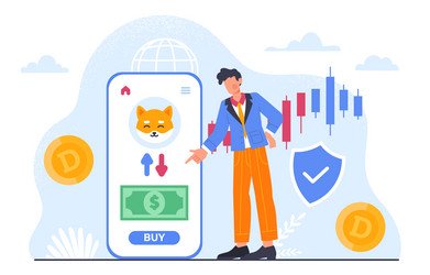 Man with dogecoin concept vector