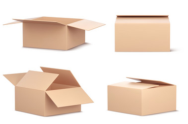 3d open empty delivery cardboard box icon vector