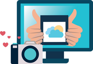 computer screen with objects isolated icon vector image