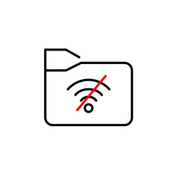 file folder and no wi-fi symbol data backup vector image
