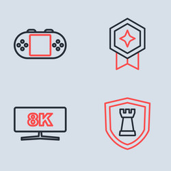 set line game rating with medal computer monitor vector image