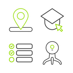 set line web camera task list graduation cap vector image