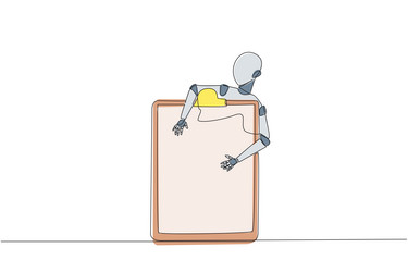continuous one line drawing robotic hugging vector image