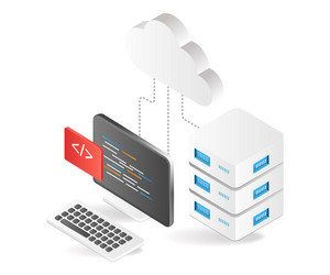 flat isometric 3d programming language for server vector image