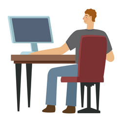 Man using computer vector