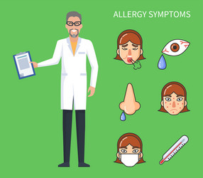 Rhinitis allergy nasal mucus pictogram icons Vector Image