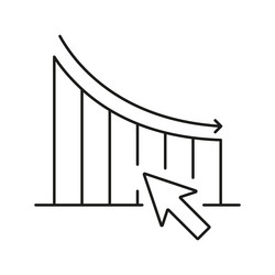 declining graph with arrow cursor line icon vector image