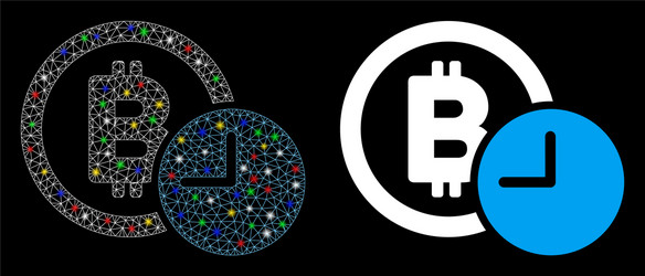 flare mesh 2d bitcoin credit clock icon with vector image