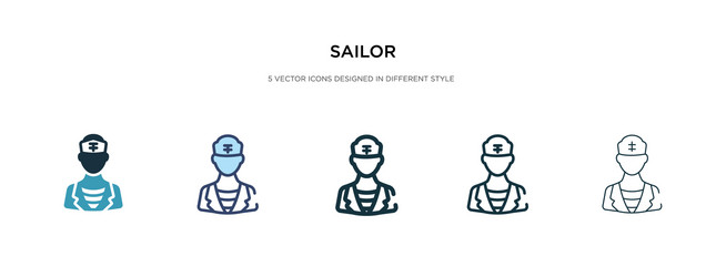 Sailor icon in different style two colored vector