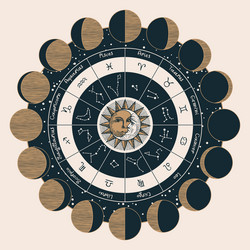 Zodiac Circle - Sun & Moon Vector Image