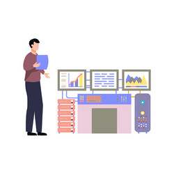 boy watching server programming vector image