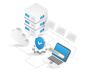 flat isometric 3d security process send data vector image