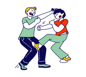 naughty hyperactive children fighting couple vector