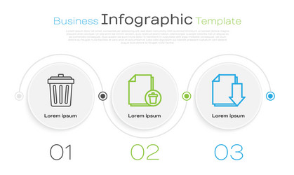 set line trash can delete file document vector image