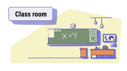 Class room interior empty school classroom vector