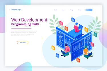 isometric programmer coding new project web vector image