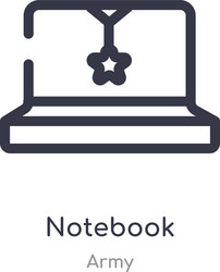 Notebook outline icon isolated line from army vector