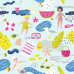 Playful Summer Beach Pattern Vector Image