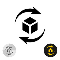 box handle icon 3d shape with rotation arrows vector image