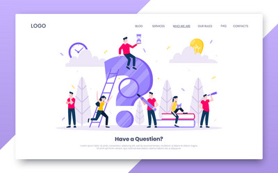 faq or q and a internet landing page concept web vector image
