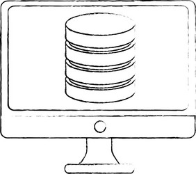 monitor computer with data disk vector image