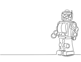 Retro Robot Line Art vector image