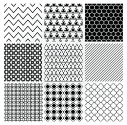 Monochrome seamless patterns Royalty Free Vector Image