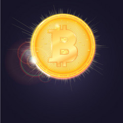 Gold coin of the bitcoin symbol vector