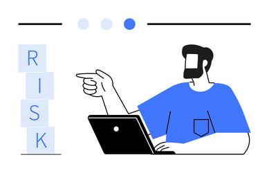 man analyzing risk blocks and pointing insights vector image