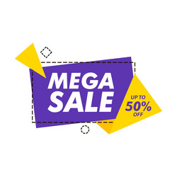 mega sale banner poster template on white vector