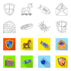 design of virus and secure icon set vector