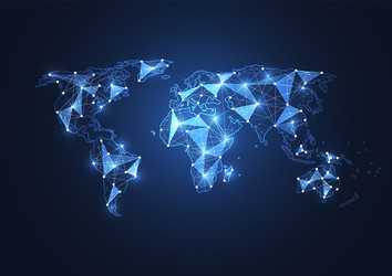 global network connection world map point vector image